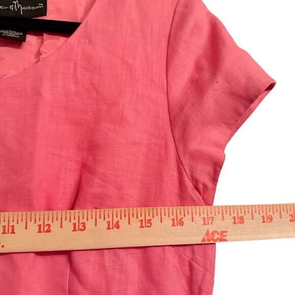 Mercer & Madison Sz 10 Linen Dress‎ Feminine Ruffles Office Cruise - Picture 9 of 15